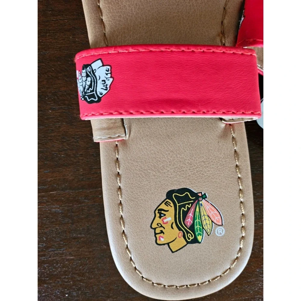 Chicago Blackhawks Women's Double-Strap Sandals BY FOCO SZ Medium (7-8)